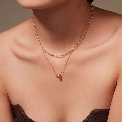 316L Stainless Steel 18K Gold Plated Layered Beaded Necklace - Image 3