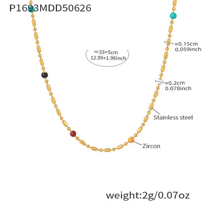 316L Stainless Steel 18K Gold Plated Layered Sun Moon Zircon Necklace - Image 11
