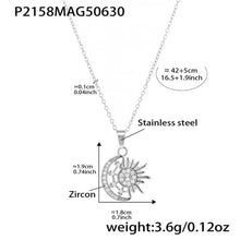 316L Stainless Steel 18K Gold Plated Layered Sun Moon Zircon Necklace - Image 7