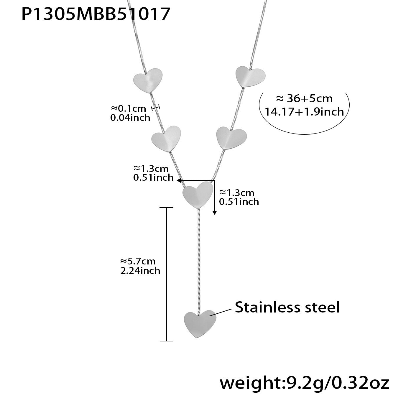 316L Stainless Steel 18K Gold Plated Layering Heart Lariat Necklace - Image 1