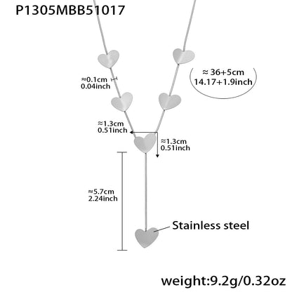 316L Stainless Steel 18K Gold Plated Layering Heart Lariat Necklace - Image 1