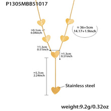 316L Stainless Steel 18K Gold Plated Layering Heart Lariat Necklace - Image 6