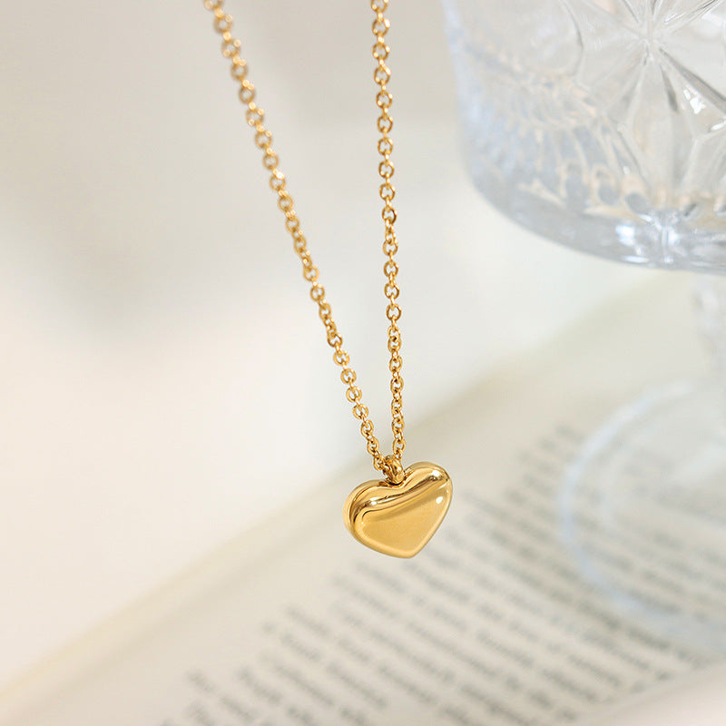 316L Stainless Steel 18K Gold Plated Love Heart Pendant Necklace - Image 11