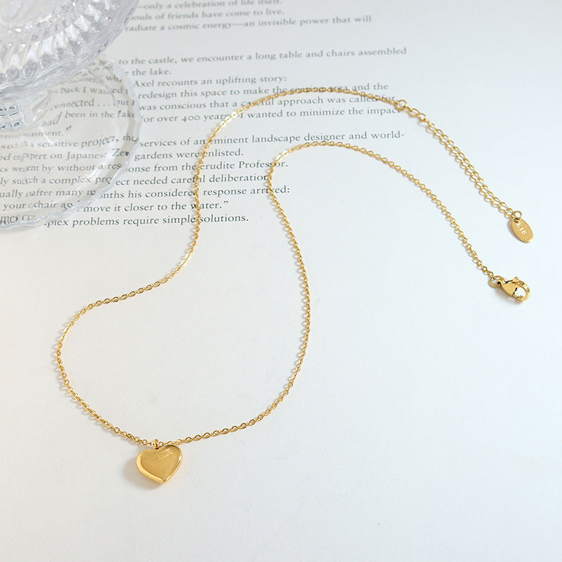316L Stainless Steel 18K Gold Plated Love Heart Pendant Necklace - Image 2