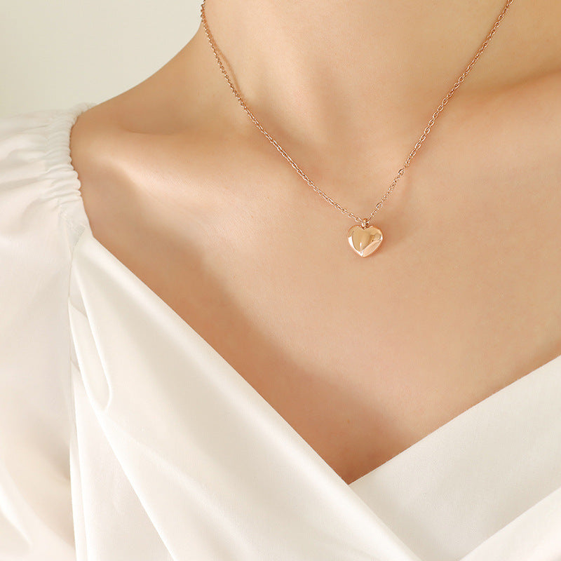 316L Stainless Steel 18K Gold Plated Love Heart Pendant Necklace - Image 3