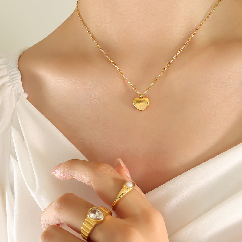 316L Stainless Steel 18K Gold Plated Love Heart Pendant Necklace - Image 4