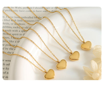 316L Stainless Steel 18K Gold Plated Love Heart Pendant Necklace - Image 7