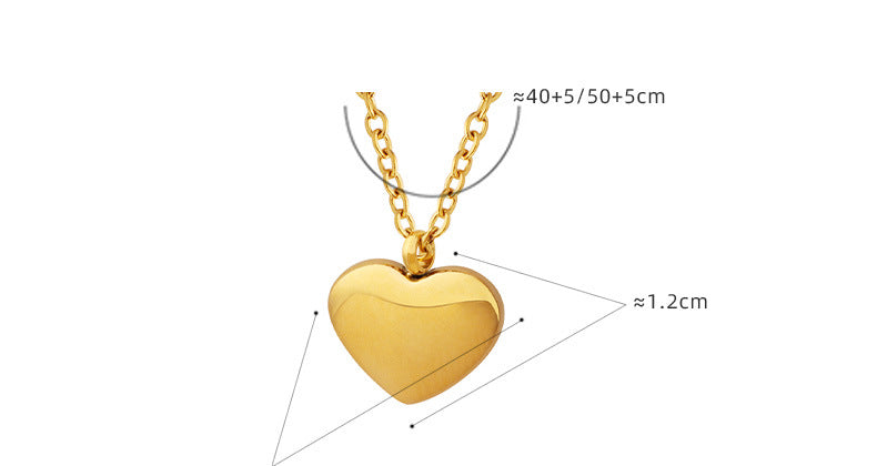 316L Stainless Steel 18K Gold Plated Love Heart Pendant Necklace - Image 8