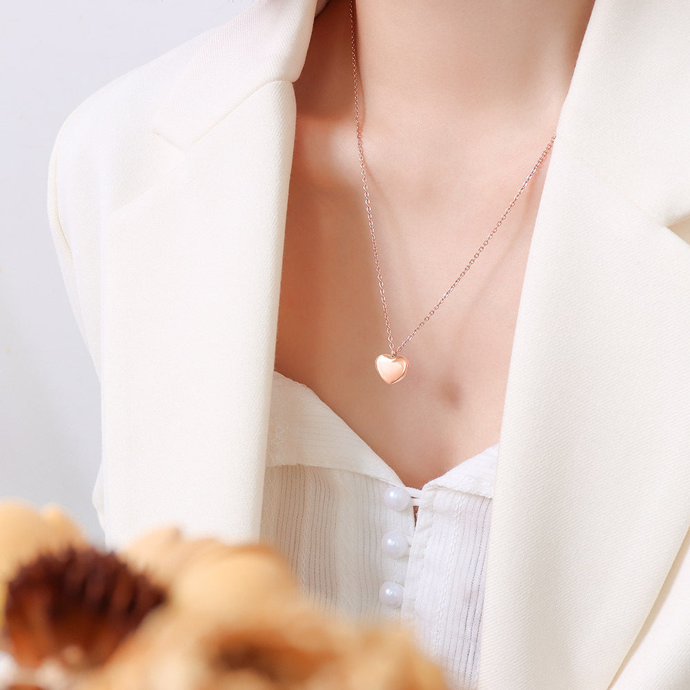 316L Stainless Steel 18K Gold Plated Love Heart Pendant Necklace - Image 9