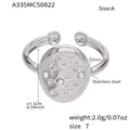 Steel Oval Zircon Ring / Size 7