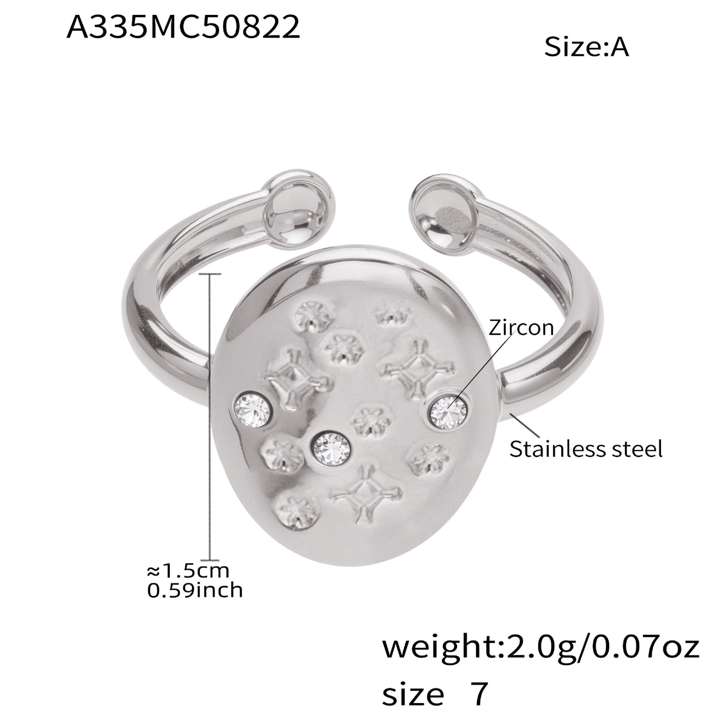 316L Stainless Steel 18K Gold Plated Micro Pave Star Adjustable Ring Set - Image 11