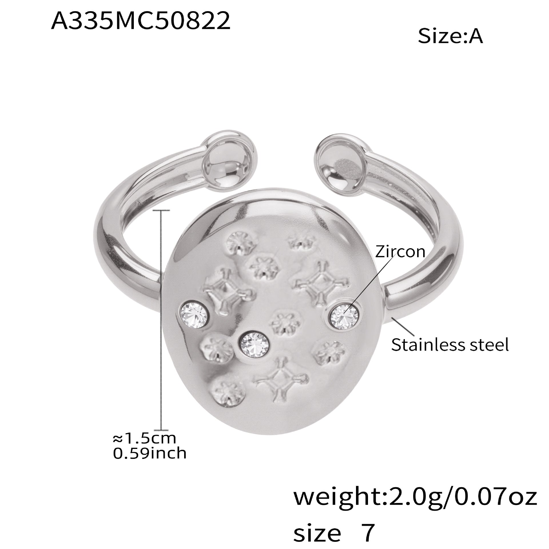 316L Stainless Steel 18K Gold Plated Micro Pave Star Adjustable Ring Set - Image 11