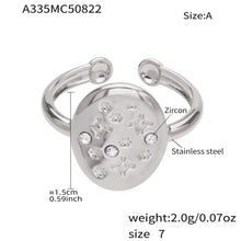 316L Stainless Steel 18K Gold Plated Micro Pave Star Adjustable Ring Set - Image 11