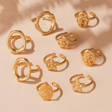 316L Stainless Steel 18K Gold Plated Micro Pave Star Adjustable Ring Set - Image 13