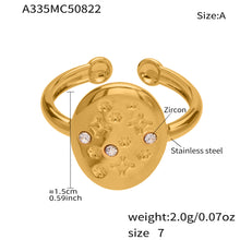 316L Stainless Steel 18K Gold Plated Micro Pave Star Adjustable Ring Set - Image 2