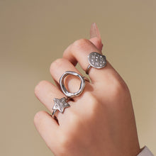 316L Stainless Steel 18K Gold Plated Micro Pave Star Adjustable Ring Set - Image 4