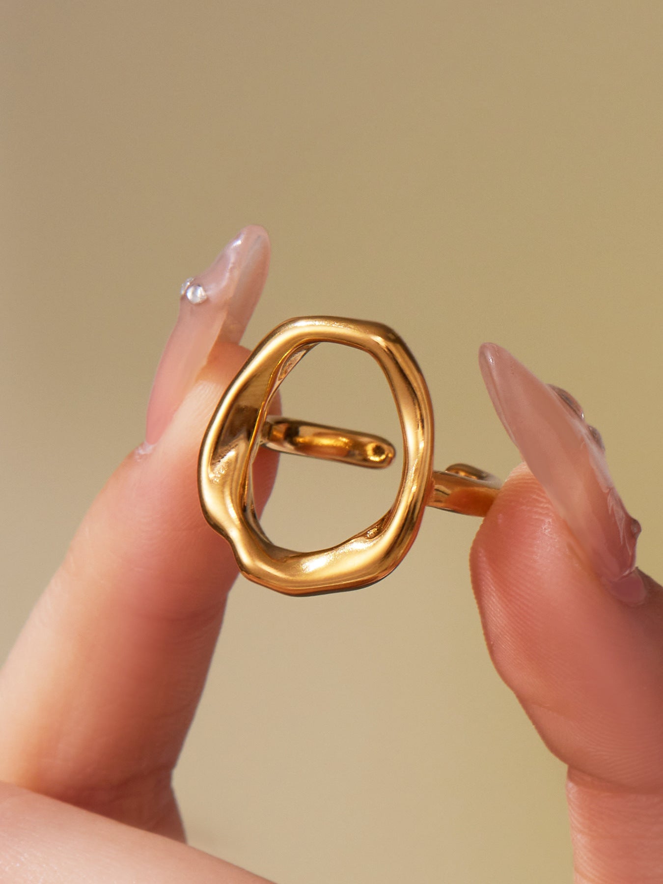 316L Stainless Steel 18K Gold Plated Micro Pave Star Adjustable Ring Set - Image 5