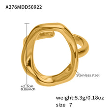 316L Stainless Steel 18K Gold Plated Micro Pave Star Adjustable Ring Set - Image 8