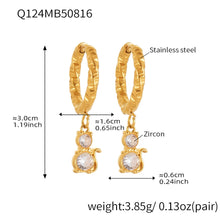 316L Stainless Steel 18K Gold Plated Micro-Pave Zircon Animal Charm Hoop Earrings - Image 13