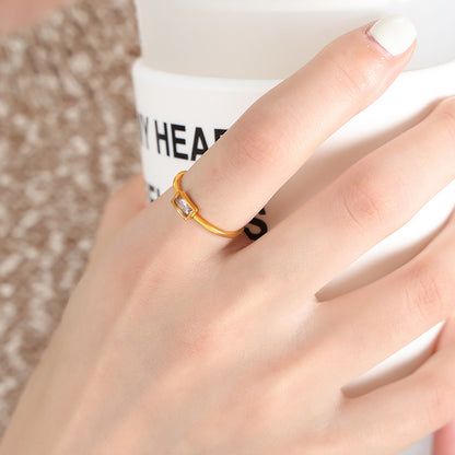 316L Stainless Steel 18K Gold Plated Minimalist Dainty Colorful Stone Ring - Image 10