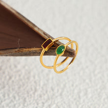 316L Stainless Steel 18K Gold Plated Minimalist Dainty Colorful Stone Ring - Image 4
