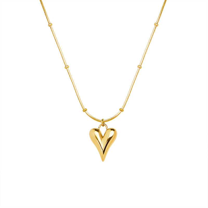 316L Stainless Steel 18K Gold Plated Minimalist French Style Heart Necklace - Image 2