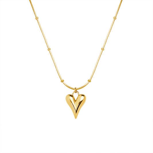 316L Stainless Steel 18K Gold Plated Minimalist French Style Heart Necklace - Image 2