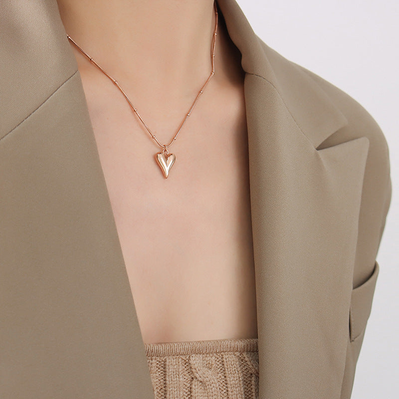 316L Stainless Steel 18K Gold Plated Minimalist French Style Heart Necklace - Image 4