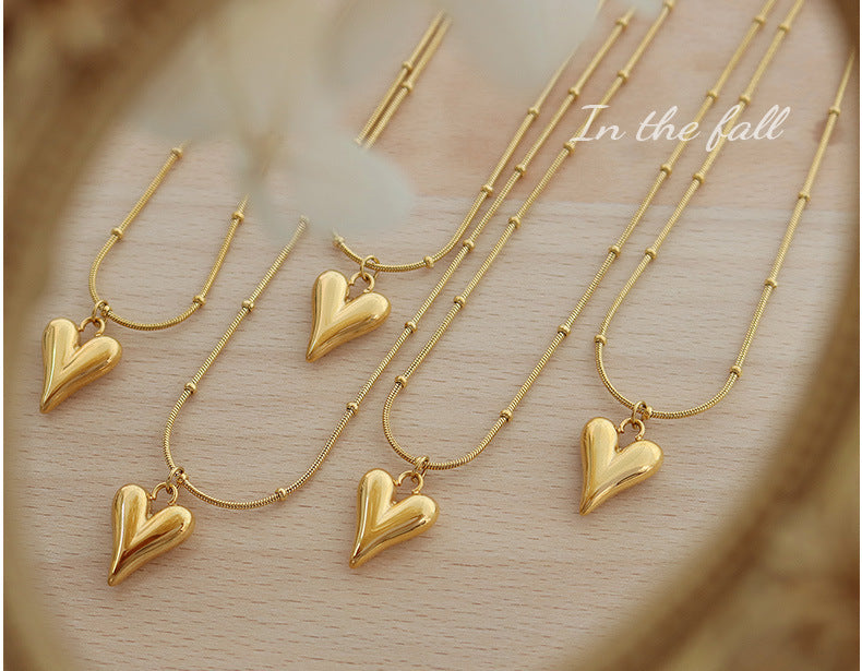 316L Stainless Steel 18K Gold Plated Minimalist French Style Heart Necklace - Image 5