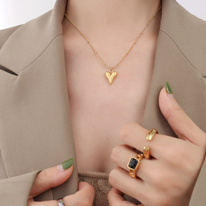 316L Stainless Steel 18K Gold Plated Minimalist French Style Heart Necklace - Image 9