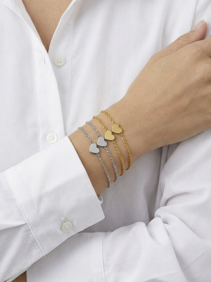 316L Stainless Steel 18K Gold Plated Minimalist Heart Delicate Chain Bracelet - Image 1