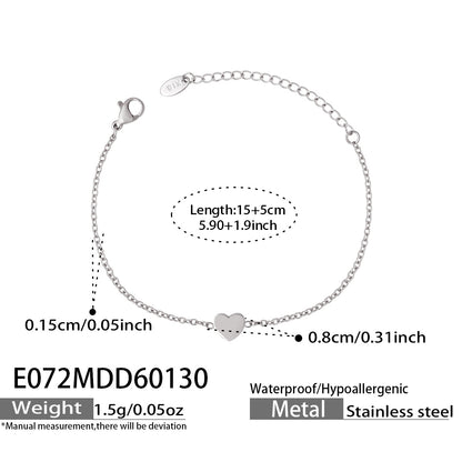 316L Stainless Steel 18K Gold Plated Minimalist Heart Delicate Chain Bracelet - Image 13