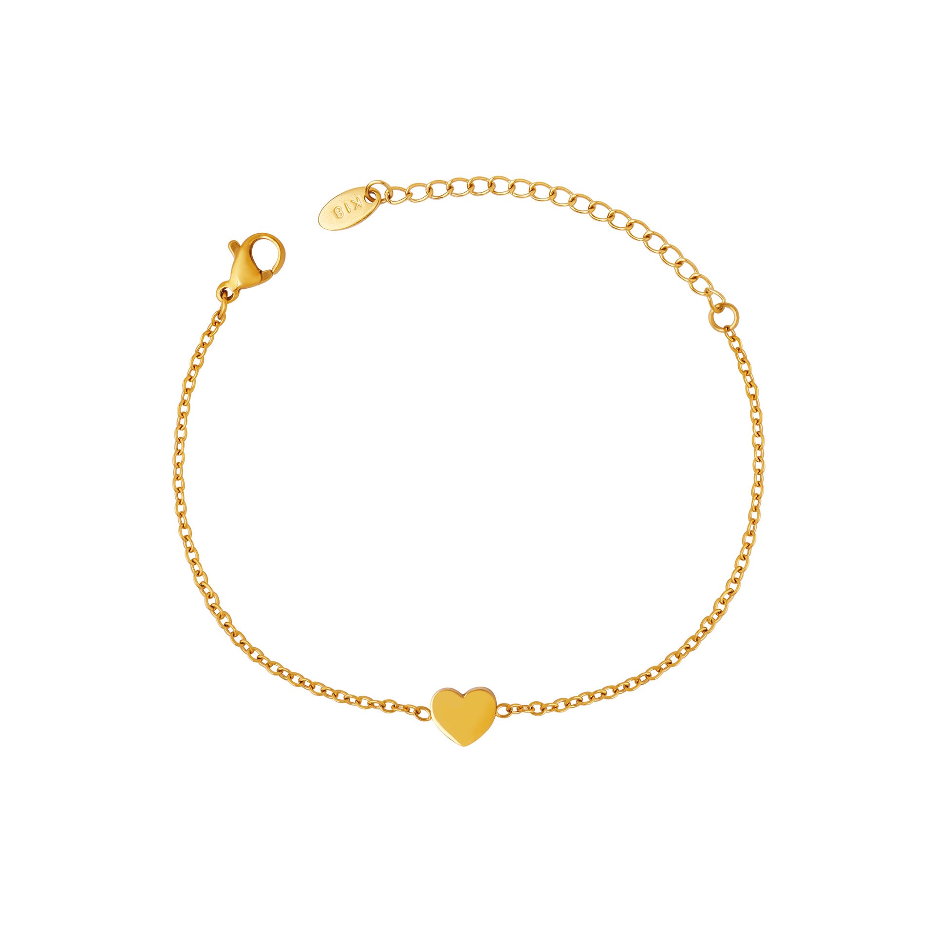 316L Stainless Steel 18K Gold Plated Minimalist Heart Delicate Chain Bracelet - Image 4