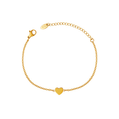 316L Stainless Steel 18K Gold Plated Minimalist Heart Delicate Chain Bracelet - Image 4