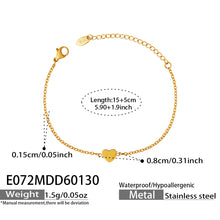 316L Stainless Steel 18K Gold Plated Minimalist Heart Delicate Chain Bracelet - Image 5