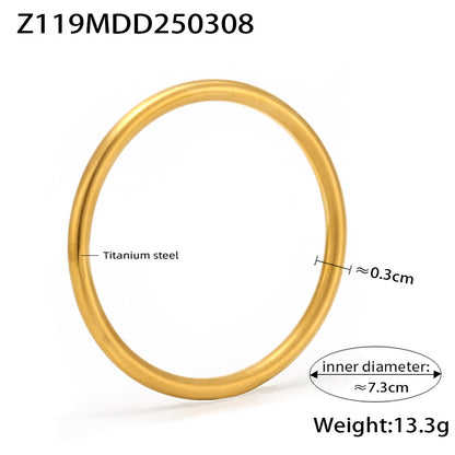 316L Stainless Steel 18K Gold Plated Minimalist Plain Circle Bangle Bracelet - Image 17