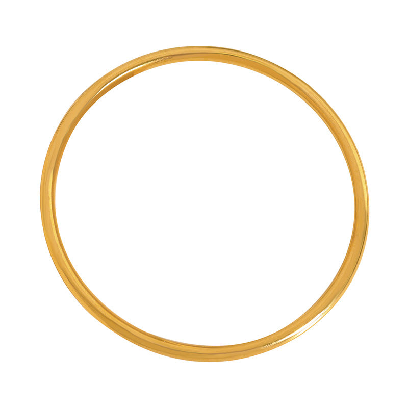 316L Stainless Steel 18K Gold Plated Minimalist Plain Circle Bangle Bracelet - Image 6