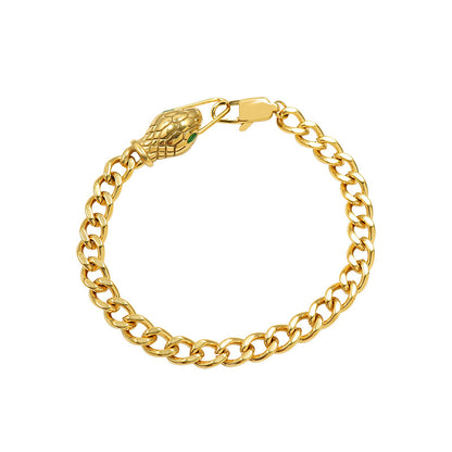 316L Stainless Steel 18K Gold Plated Minimalist Snake Head Couple's Bracelet - Image 4