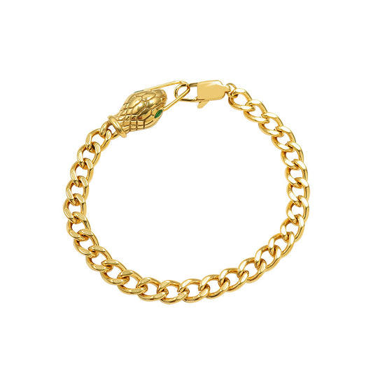 316L Stainless Steel 18K Gold Plated Minimalist Snake Head Couple's Bracelet - Image 4