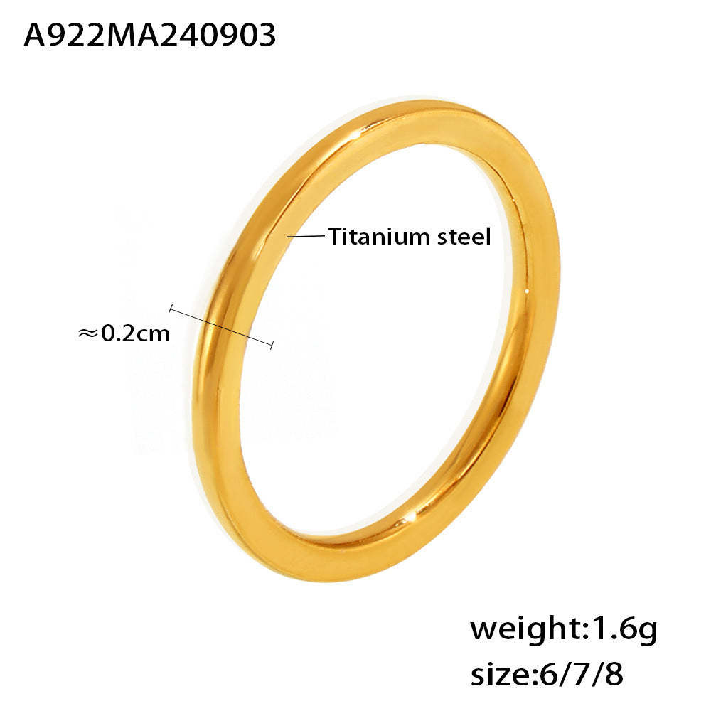 316L Stainless Steel 18K Gold Plated Minimalist Stackable Ring - Image 1