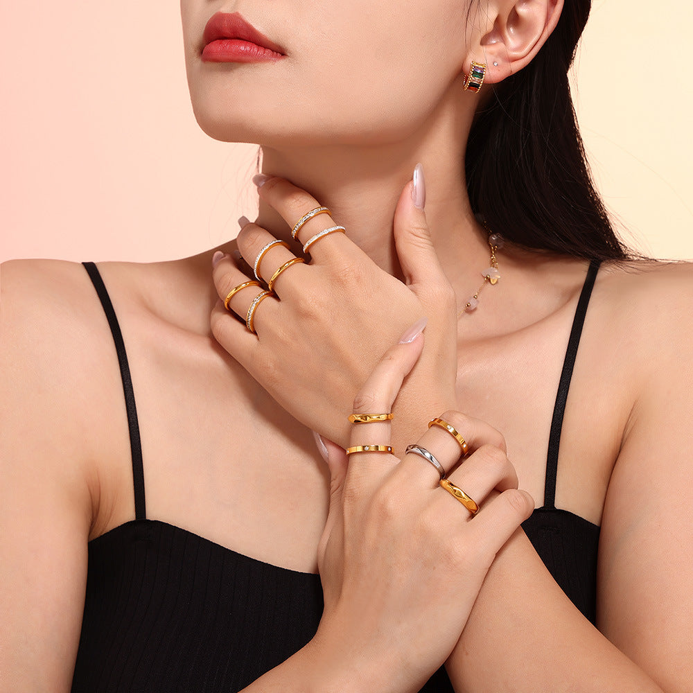316L Stainless Steel 18K Gold Plated Minimalist Stackable Ring - Image 10