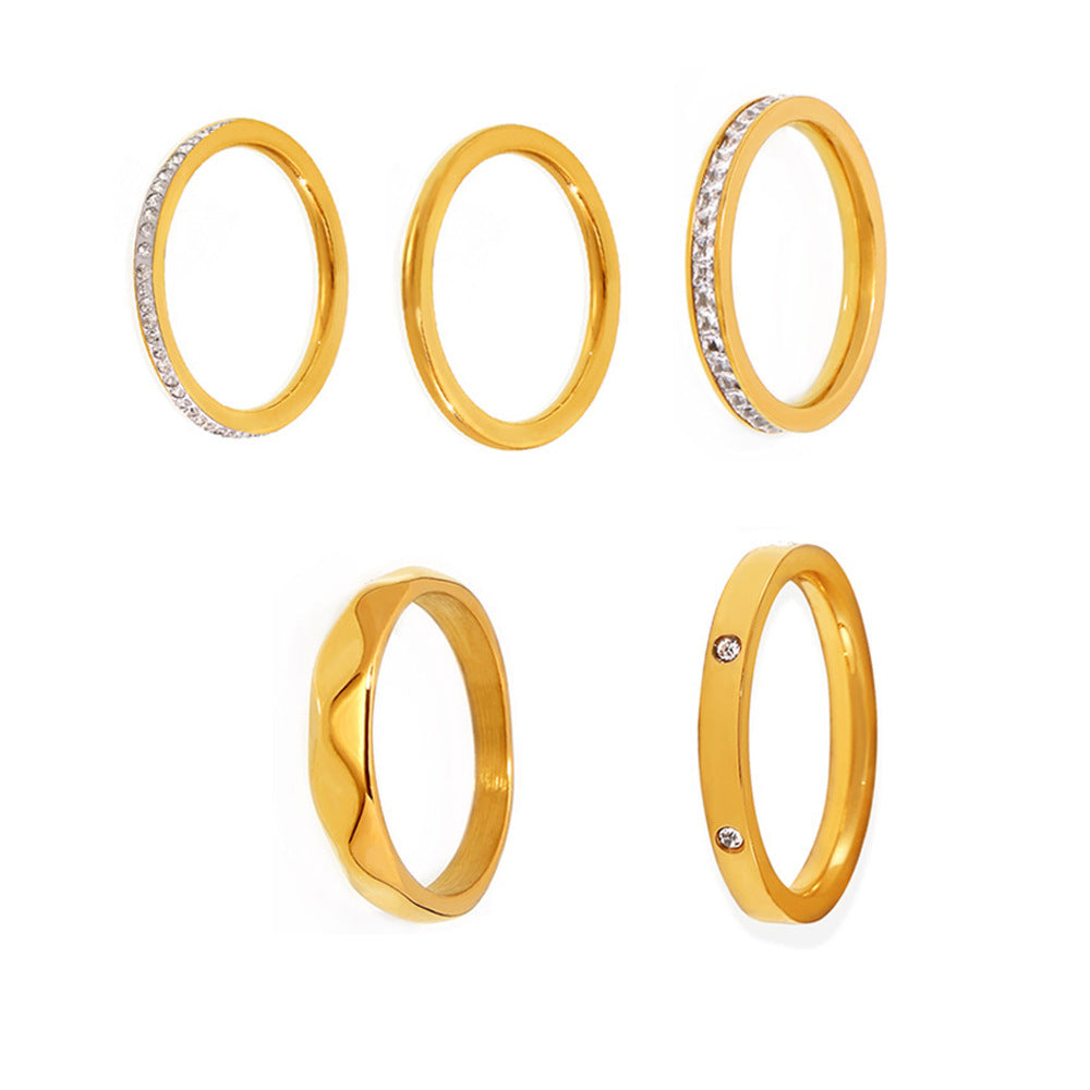 316L Stainless Steel 18K Gold Plated Minimalist Stackable Ring - Image 2