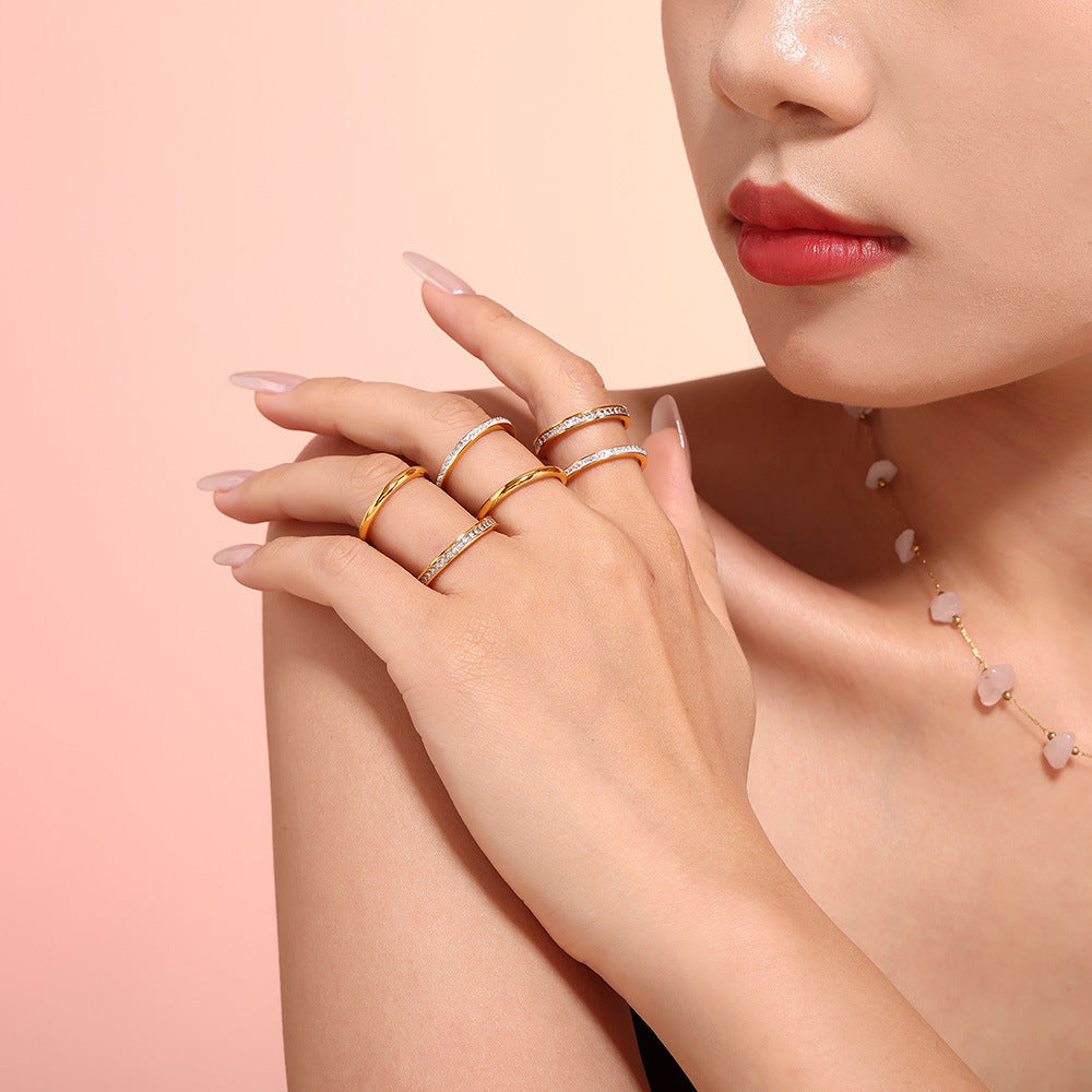 316L Stainless Steel 18K Gold Plated Minimalist Stackable Ring - Image 4