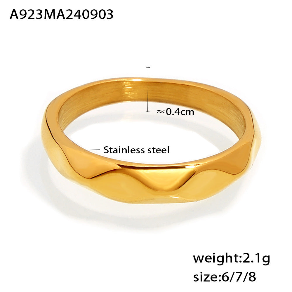 316L Stainless Steel 18K Gold Plated Minimalist Stackable Ring - Image 5