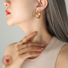 316L Stainless Steel 18K Gold Plated Minimalist Two-Tone U-Shape Drop Earrings - Image 2