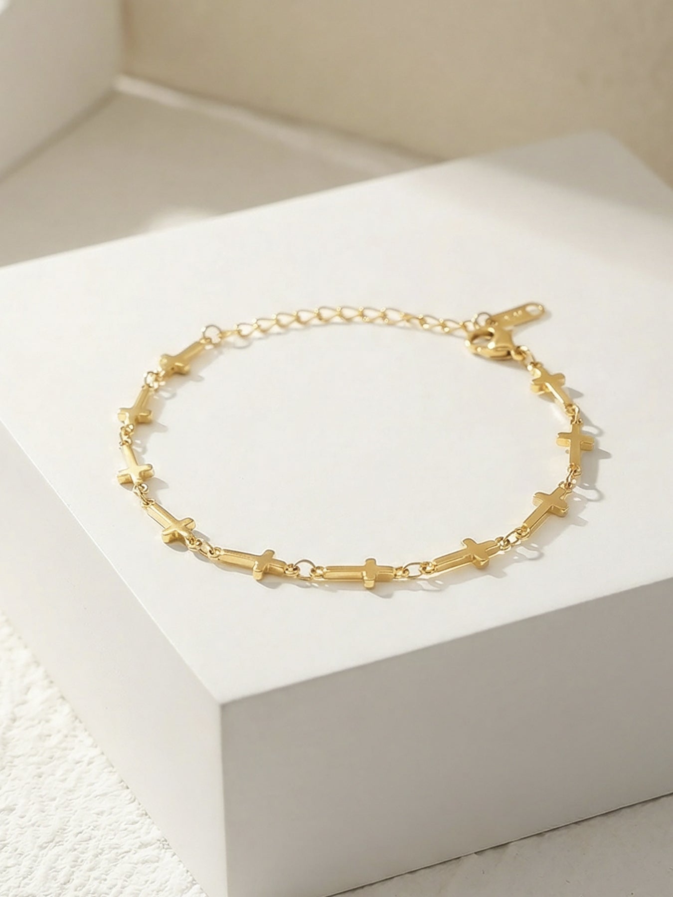 316L Stainless Steel 18K Gold Plated Minimalist Versatile Cross Bracelet - Image 11