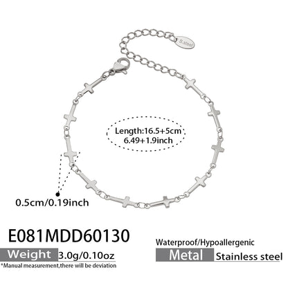 316L Stainless Steel 18K Gold Plated Minimalist Versatile Cross Bracelet - Image 3