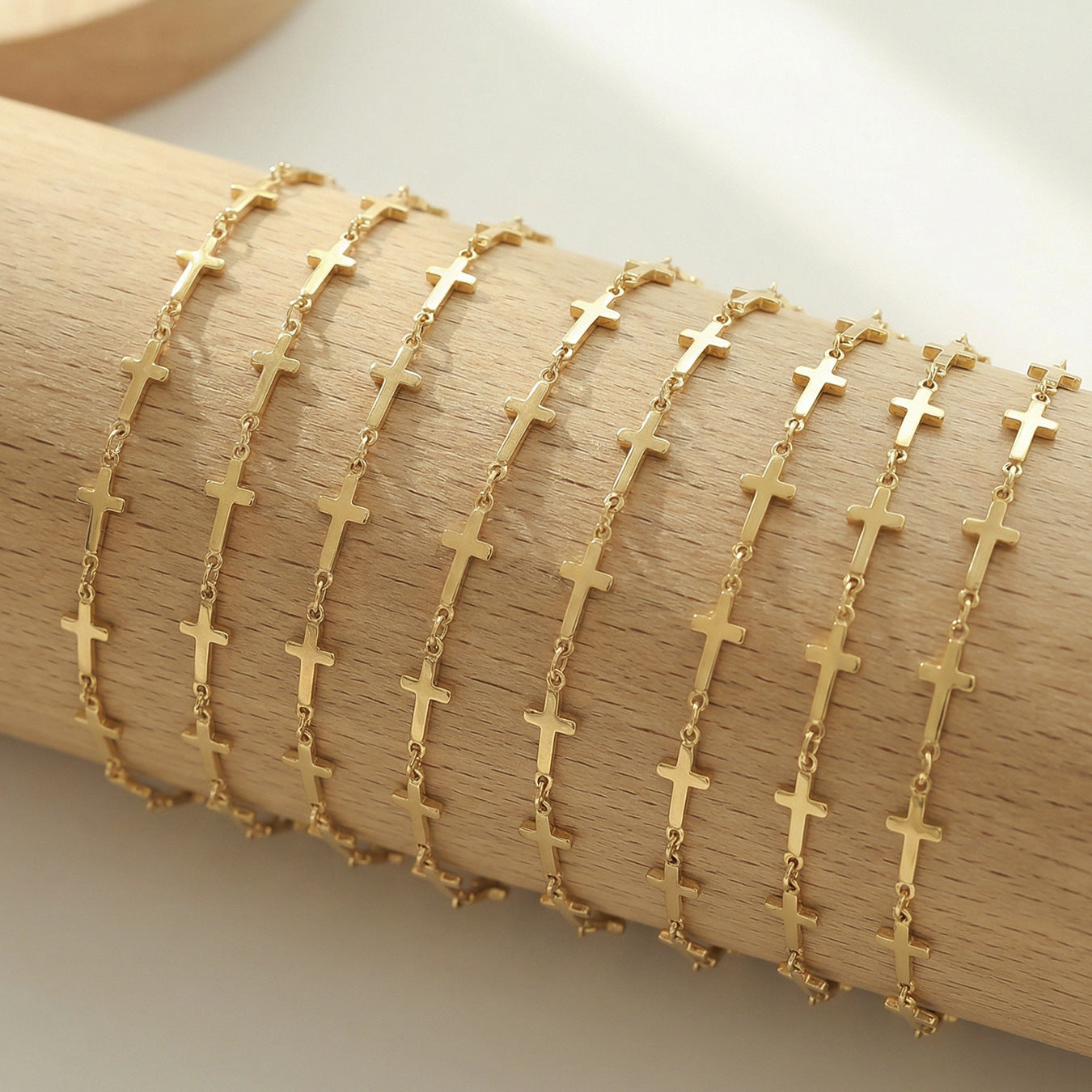 316L Stainless Steel 18K Gold Plated Minimalist Versatile Cross Bracelet - Image 4