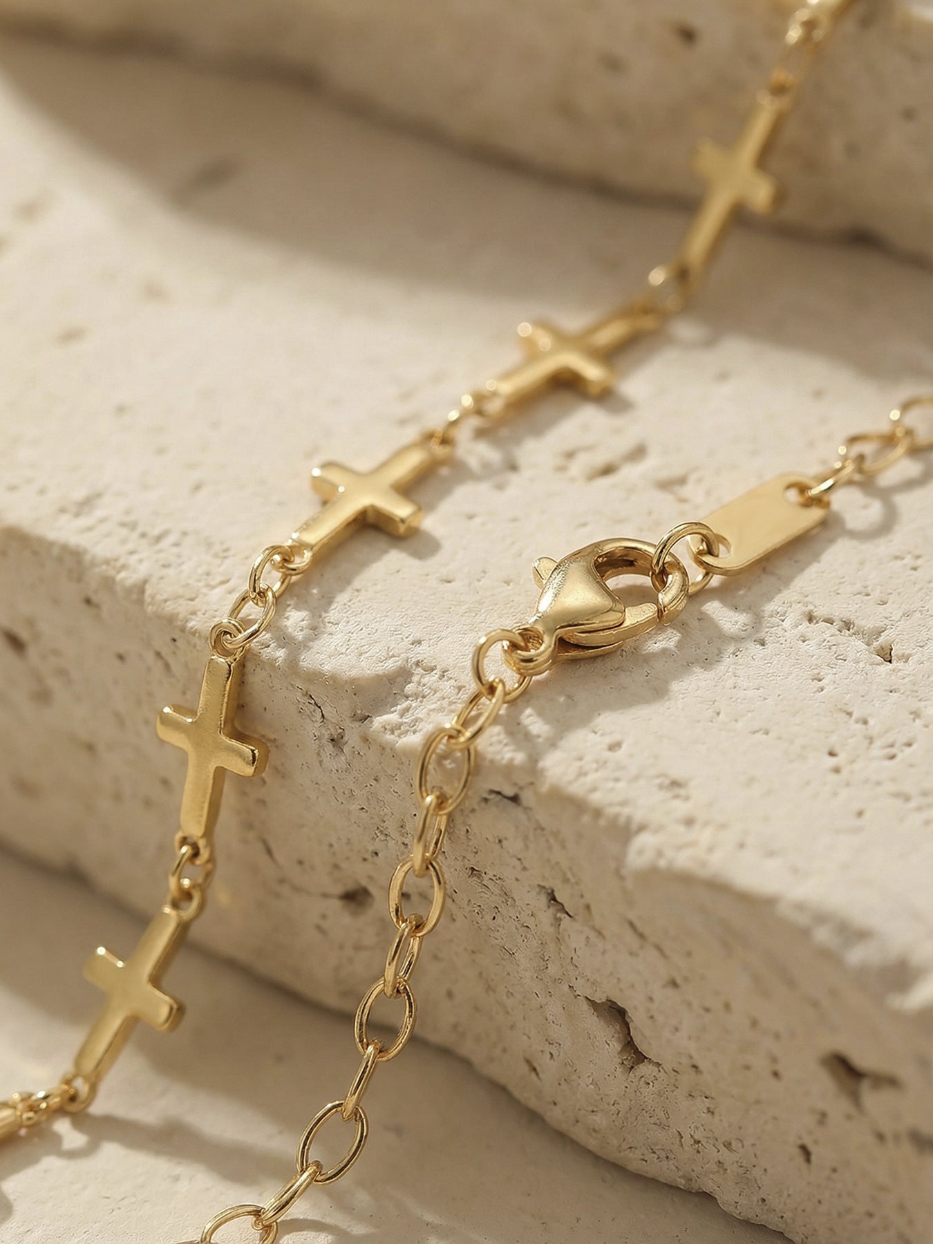 316L Stainless Steel 18K Gold Plated Minimalist Versatile Cross Bracelet - Image 5