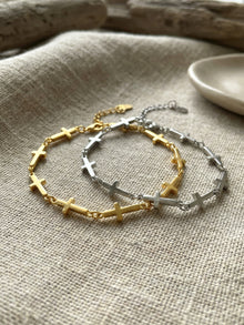 316L Stainless Steel 18K Gold Plated Minimalist Versatile Cross Bracelet - Image 6
